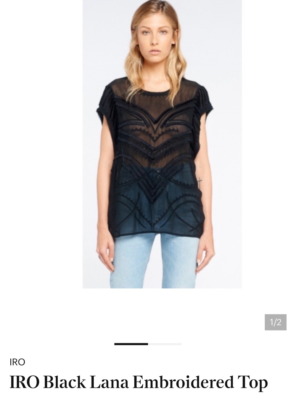 IRO Sheer Black Embroidered Lana Top